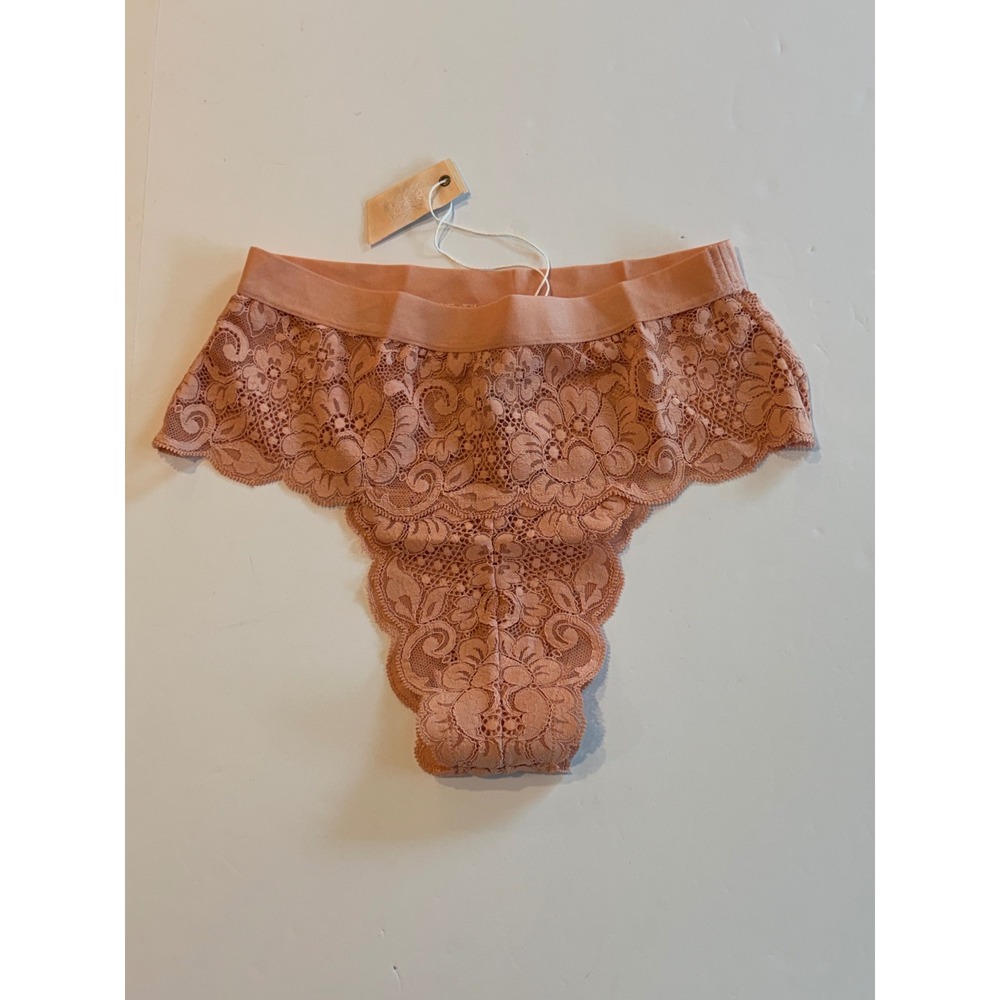 Free People HAH Spin Me Panty High Cut‎ Lace Scalloped Edge NWT XS